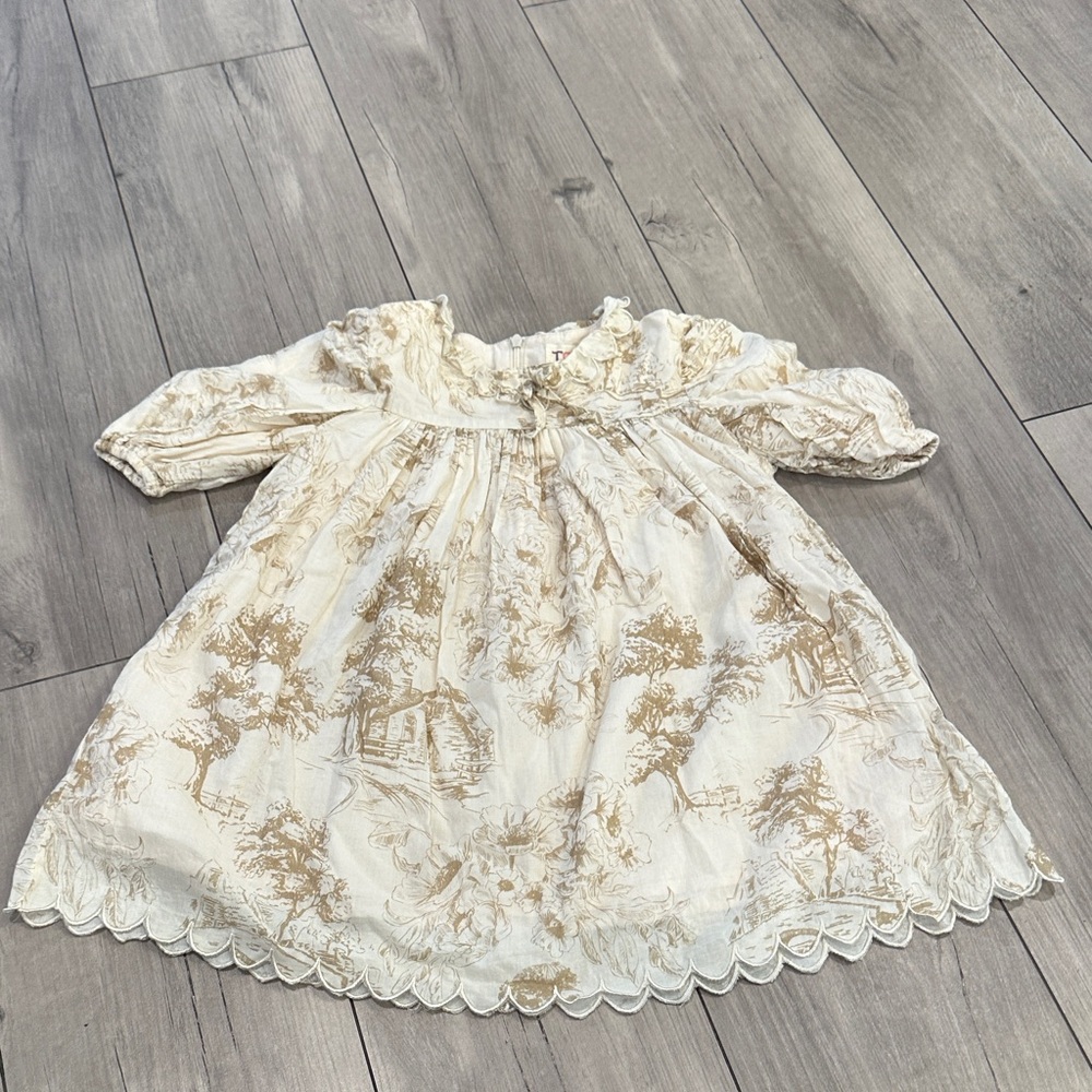 Elegant Cream and Brown Kids Formal Dress